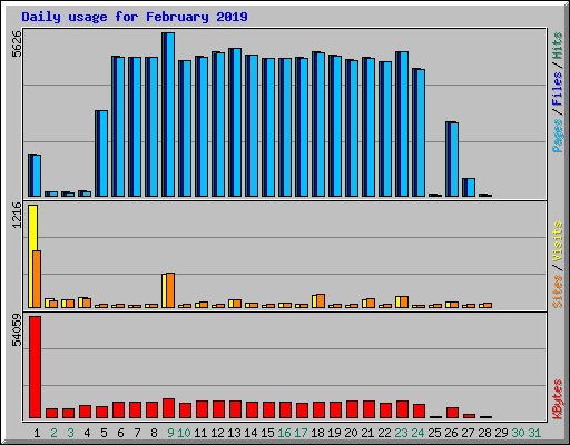 Daily usage for February 2019