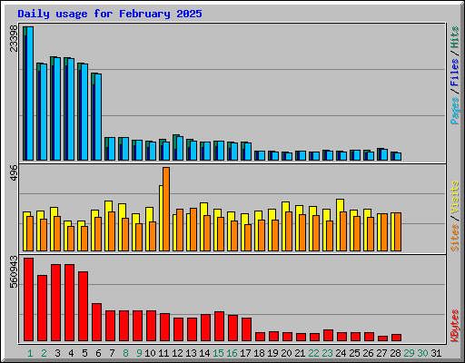 Daily usage for February 2025