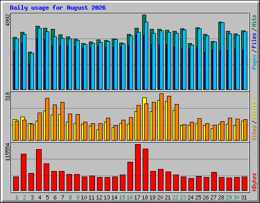 Daily usage for August 2026