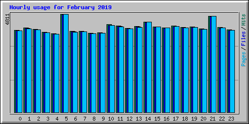 Hourly usage for February 2019